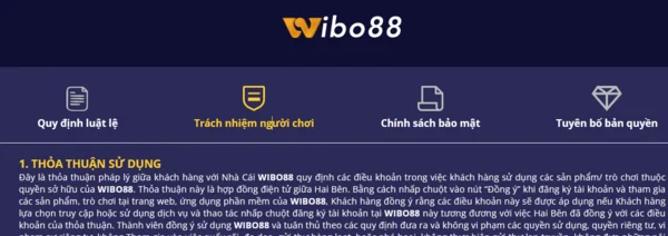 Có những thỏa thuận pháp lý giữa khách hàng và Nhà Cái WIBO88 trước khi đi vào sử dụng