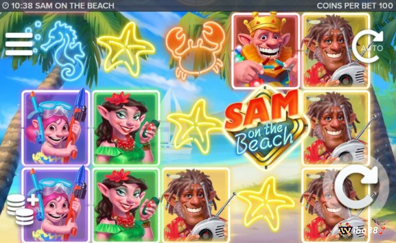 Sam on the Beach slot lấy chủ đề về kỳ nghỉ lễ của gia đình Sam