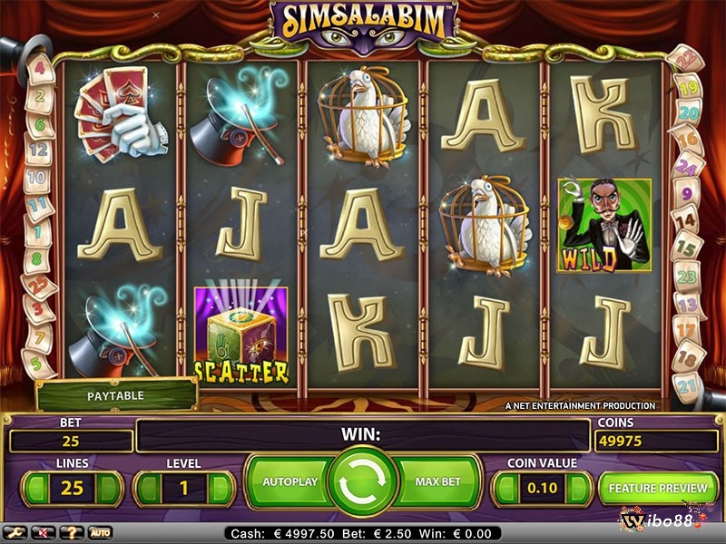 Simsalabim slot có thiết kế 5 cuộn với nhiều biểu tượng độc đáo