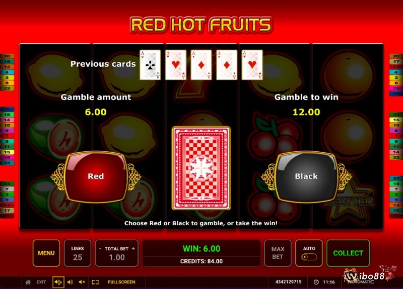 Vòng gamble giúp bạn x2 tiền thưởng nếu chọn đúng màu lá bài