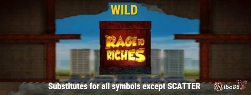 Biểu tượng Wild trong Rage to Riches là logo của trò chơi