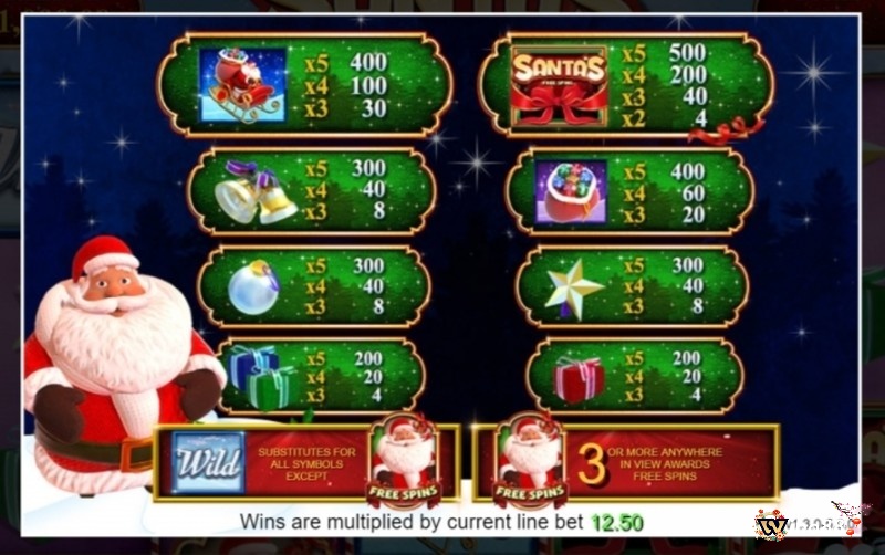  Santa's Free Spins được thiết kế với phong cách hoạt hình vui nhộn