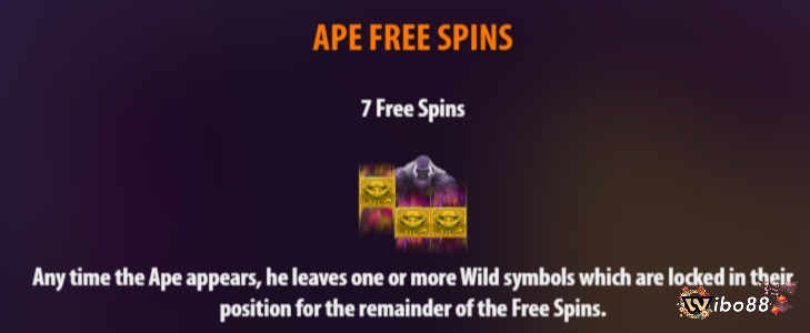 Ape Free spin cung cấp 7 vòng quay miễn phí và các biểu tượng khỉ bị khoá