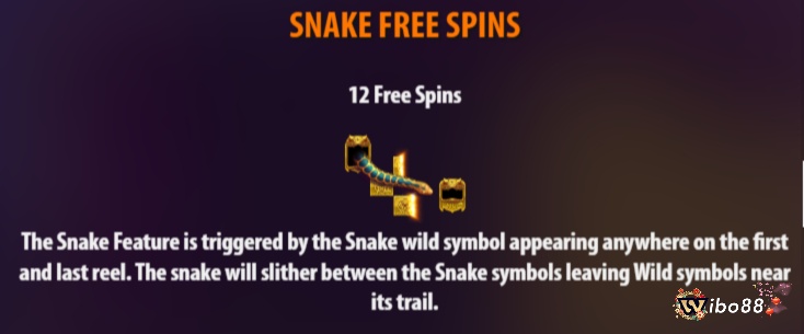 Snake Free Spins đem đến 12 vòng quay miễn phí với các biểu tượng Wild khi rắn xuất hiện